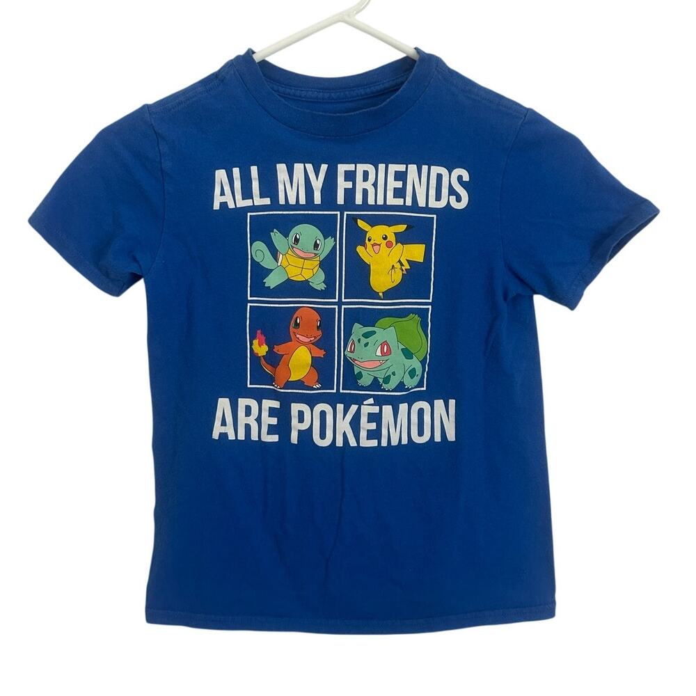 Pokémon Youth Small T‑Shirt Blue Short Sleeve All My Friends Are Pokémon Pikachu